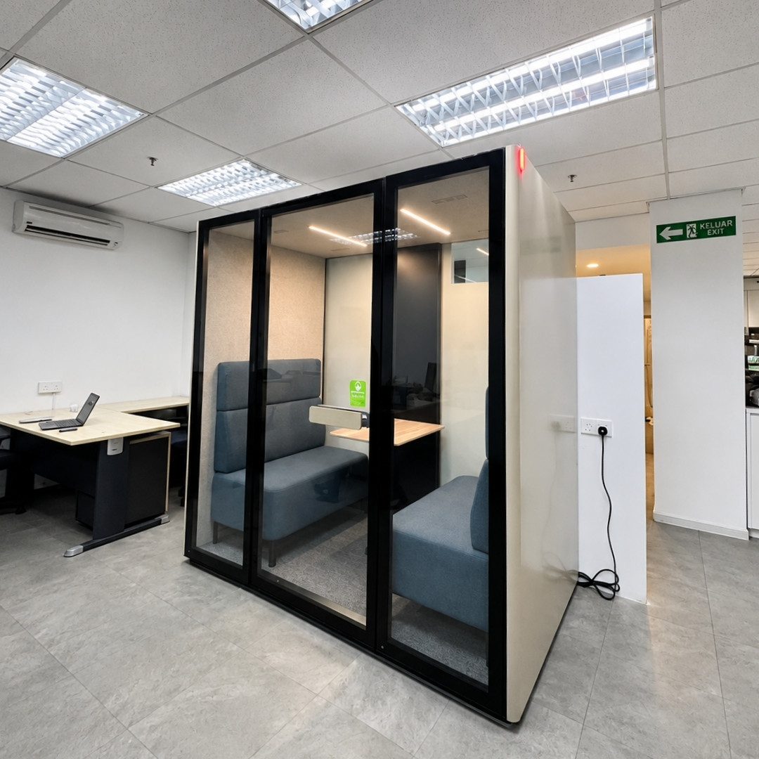 Office pod with power outlet